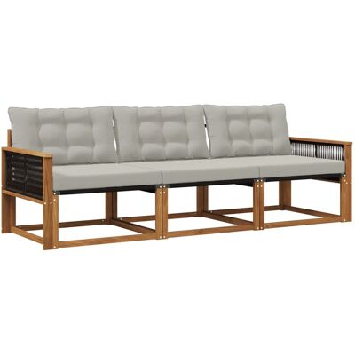vidaXL Outdoor-Sofagarnitur mit Kissen 3 Stk Natur und Hellgrau 3381215 vidaXL Outdoor-Sofagarnitur mit Kissen 3 Stk Natur und Hellgrau 3381215