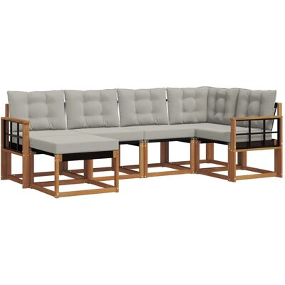 vidaXL Outdoor-Sofagarnitur mit Kissen 6-Tlg Natur und Hellgrau 3368838 vidaXL Outdoor-Sofagarnitur mit Kissen 6-Tlg Natur und Hellgrau 3368838