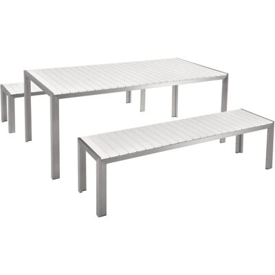 Beliani Weiße Gartentisch-Set - NARDO - 4-6 Personen Beliani Weiße Gartentisch-Set - NARDO - 4-6 Personen