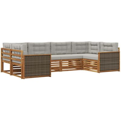 vidaXL Outdoor-Sofagarnitur mit Kissen 6 Stk Natur und Hellgrau 3383769 vidaXL Outdoor-Sofagarnitur mit Kissen 6 Stk Natur und Hellgrau 3383769