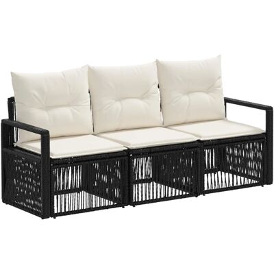 vidaXL Gartensofa-Set 3-Tlg Schwarz Poly-Rattan 3435628 vidaXL Gartensofa-Set 3-Tlg Schwarz Poly-Rattan 3435628