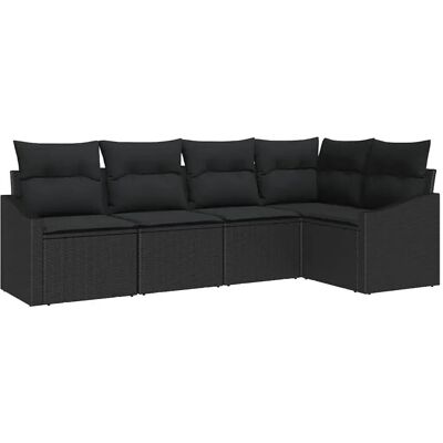 Vidaxl Gartensofa-Set 5-teilig Schwarz Polyrattan Vidaxl Gartensofa-Set 5-teilig Schwarz Polyrattan