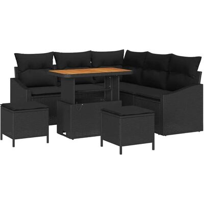 vidaXL Gartensofa-Set mit Kissen 8 Stk Schwarz Poly Rattan 3364604 vidaXL Gartensofa-Set mit Kissen 8 Stk Schwarz Poly Rattan 3364604