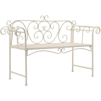 furnicato Gartenbank 132 cm Metall Antik Weiß furnicato Gartenbank 132 cm Metall Antik Weiß