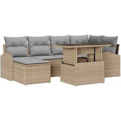 vidaXL Garten-Sofa-Set mit Speicher 7-Tlg Beige Poly Rattan 3357413 vidaXL Garten-Sofa-Set mit Speicher 7-Tlg Beige Poly Rattan 3357413