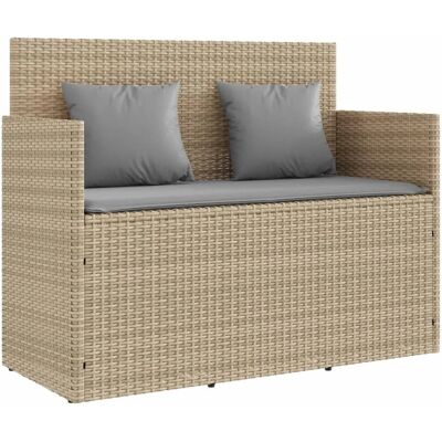 furnicato Gartenbank mit Kissen Beige Poly Rattan furnicato Gartenbank mit Kissen Beige Poly Rattan