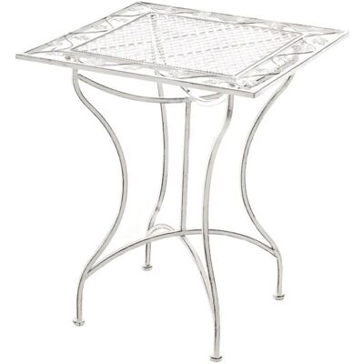 DELUKE Gartentisch FINN Vintage 60x60x72cm Metall Antik-Weiß Balkontisch Outdoor-Tisch Klein DELUKE Gartentisch FINN Vintage 60x60x72cm Metall Antik-Weiß Balkontisch Outdoor-Tisch Klein