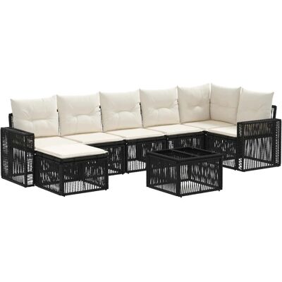 vidaXL Gartensofa-Set 8-Tlg Schwarz und Cremeweiß Poly-Rattan 3435199 vidaXL Gartensofa-Set 8-Tlg Schwarz und Cremeweiß Poly-Rattan 3435199