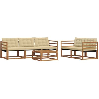 vidaXL Outdoor-Sofagarnitur mit Kissen 6-Tlg Natur und Beige 3369184 vidaXL Outdoor-Sofagarnitur mit Kissen 6-Tlg Natur und Beige 3369184