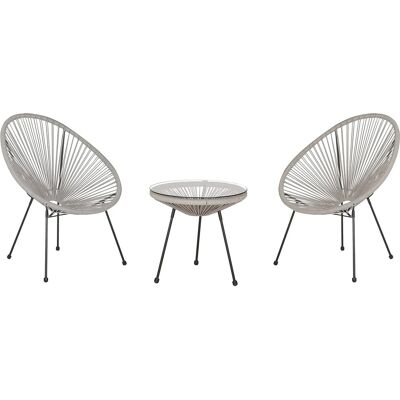 Beliani Bistro Set ACAPULCO II Hellgrau 90x70x87 Beliani Bistro Set ACAPULCO II Hellgrau 90x70x87