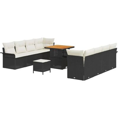 vidaXL Garten-Sofa-Set mit Kissen 11-Tlg Schwarz und Creme 3364055 vidaXL Garten-Sofa-Set mit Kissen 11-Tlg Schwarz und Creme 3364055