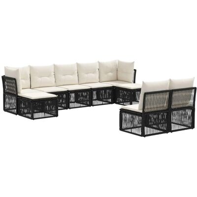 vidaXL Gartensofa-Set 9-Tlg Schwarz Poly-Rattan 3434350 vidaXL Gartensofa-Set 9-Tlg Schwarz Poly-Rattan 3434350