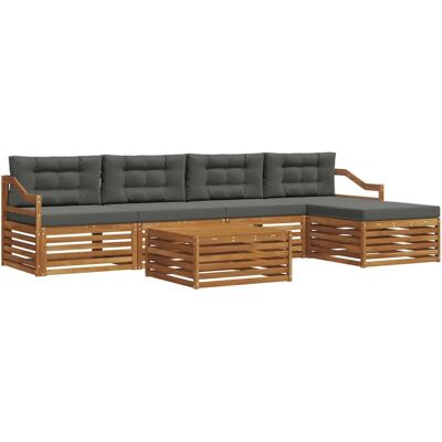 vidaXL Outdoor-Sofagarnitur mit Kissen 6-Tlg Natur und Anthrazit 3373357 vidaXL Outdoor-Sofagarnitur mit Kissen 6-Tlg Natur und Anthrazit 3373357