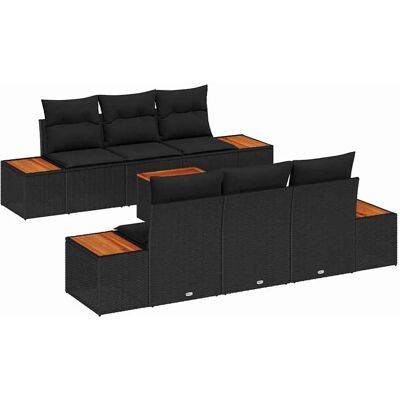 vidaXL Garten-Sofa-Set mit Kissen 7-Tlg Schwarz Poly Rattan 3348029 vidaXL Garten-Sofa-Set mit Kissen 7-Tlg Schwarz Poly Rattan 3348029