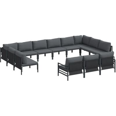 vidaXL Garten-Sofa-Set 13-Tlg Anthrazit Stahl 3379028 vidaXL Garten-Sofa-Set 13-Tlg Anthrazit Stahl 3379028