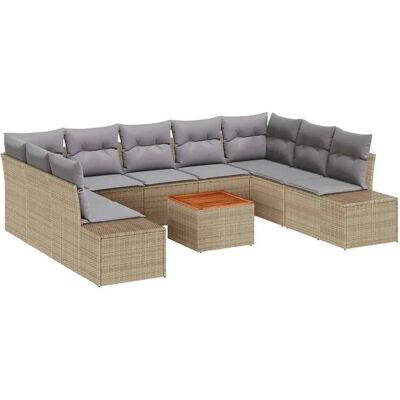 vidaXL Garten-Sofa-Set mit Kissen 10-Tlg Beige Poly Rattan 3348001 vidaXL Garten-Sofa-Set mit Kissen 10-Tlg Beige Poly Rattan 3348001