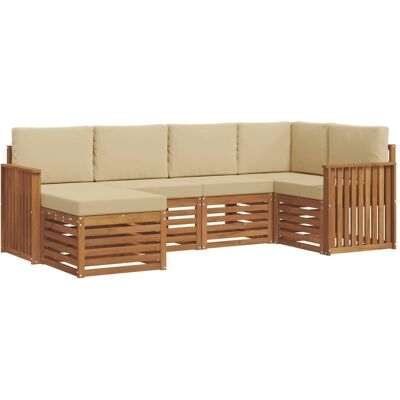 vidaXL Sofagarnituren 6 Tlg Natur und Beige Massivholz Akazie 3375088 vidaXL Sofagarnituren 6 Tlg Natur und Beige Massivholz Akazie 3375088