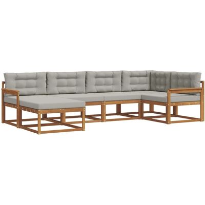 vidaXL Outdoor-Sofagarnitur mit Kissen 6-Tlg Natur und Hellgrau 3367814 vidaXL Outdoor-Sofagarnitur mit Kissen 6-Tlg Natur und Hellgrau 3367814