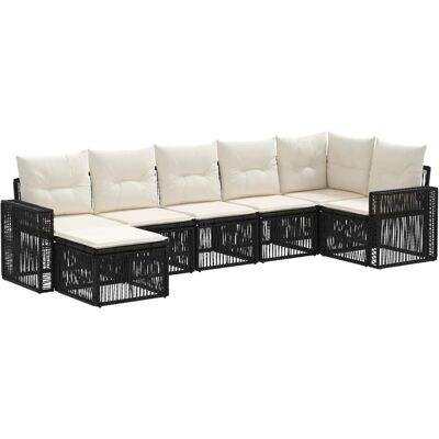 vidaXL Gartensofa-Set 7-Tlg Schwarz und Cremeweiß Poly-Rattan 3435196 vidaXL Gartensofa-Set 7-Tlg Schwarz und Cremeweiß Poly-Rattan 3435196