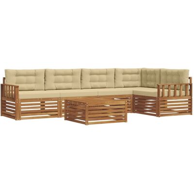 vidaXL Outdoor-Sofagarnitur mit Kissen 6-Tlg Natur und Beige 3373493 vidaXL Outdoor-Sofagarnitur mit Kissen 6-Tlg Natur und Beige 3373493