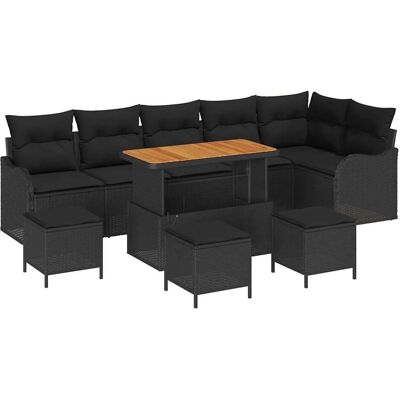 vidaXL Garten-Sofa-Set Höhenverstellbar 10-Tlg Schwarz Poly Rattan 3362289 vidaXL Garten-Sofa-Set Höhenverstellbar 10-Tlg Schwarz Poly Rattan 3362289