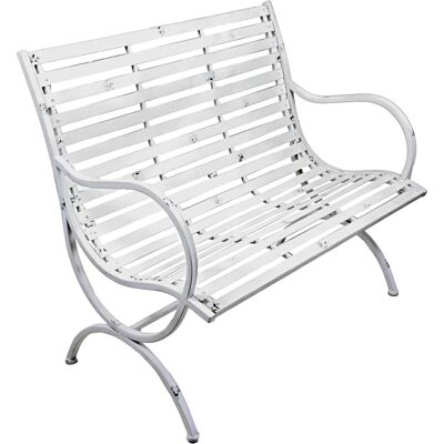 DELUKE Gartenbank RIKKE 104cm Breit Eisen Weiß Terrassenbank Wetterfest Sitzbank Outdoor Bank DELUKE Gartenbank RIKKE 104cm Breit Eisen Weiß Terrassenbank Wetterfest Sitzbank Outdoor Bank