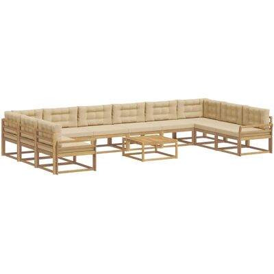 vidaXL Outdoor-Sofagarnitur mit Kissen 11 Stk Weiß und Beige 3387142 vidaXL Outdoor-Sofagarnitur mit Kissen 11 Stk Weiß und Beige 3387142