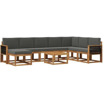 vidaXL Outdoor-Sofagarnitur mit Kissen 9 Stk Natur und Anthrazit 3385473 vidaXL Outdoor-Sofagarnitur mit Kissen 9 Stk Natur und Anthrazit 3385473