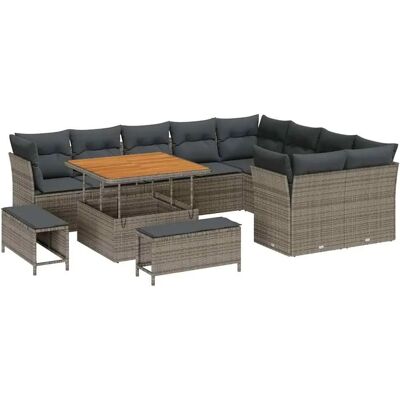 vidaXL Garten-Sofa-Set 12-Tlg Grau Poly Rattan 3361518 vidaXL Garten-Sofa-Set 12-Tlg Grau Poly Rattan 3361518