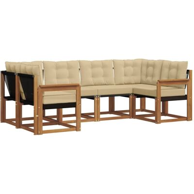 vidaXL Outdoor-Sofagarnitur mit Kissen 6-Tlg Natur und Beige 3368996 vidaXL Outdoor-Sofagarnitur mit Kissen 6-Tlg Natur und Beige 3368996