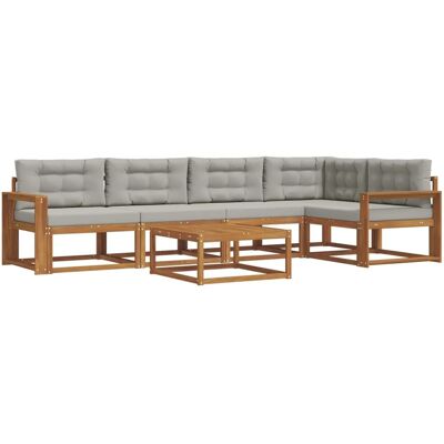vidaXL Outdoor-Sofagarnitur mit Kissen 6-Tlg Natur und Hellgrau 3367619 vidaXL Outdoor-Sofagarnitur mit Kissen 6-Tlg Natur und Hellgrau 3367619