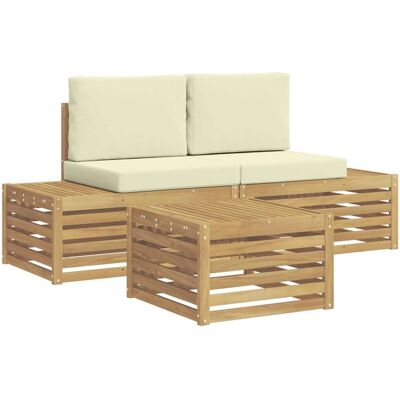 vidaXL Outdoor-Sofagarnitur mit Kissen Weiß 59 x 59 x 37 cm Polyester 3392460 vidaXL Outdoor-Sofagarnitur mit Kissen Weiß 59 x 59 x 37 cm Polyester 3392460