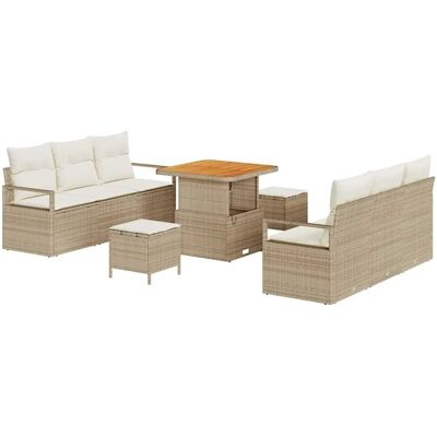 vidaXL Garten-Sofa-Set mit Kissen 9-Tlg Beige Poly Rattan 3362476 vidaXL Garten-Sofa-Set mit Kissen 9-Tlg Beige Poly Rattan 3362476