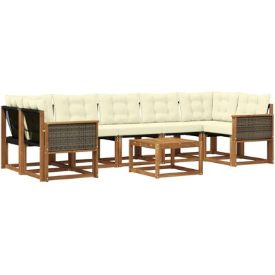 vidaXL Outdoor-Sofagarnitur mit Kissen 8 Stk Natur und Creme 3381834 vidaXL Outdoor-Sofagarnitur mit Kissen 8 Stk Natur und Creme 3381834