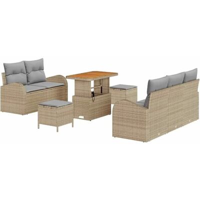 vidaXL Garten-Sofa-Set 8-Tlg Beige Poly Rattan 3362342 vidaXL Garten-Sofa-Set 8-Tlg Beige Poly Rattan 3362342