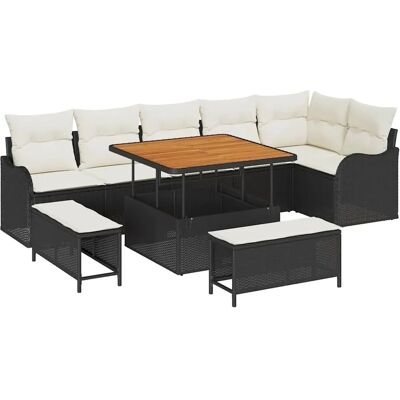 vidaXL Garten-Sofa-Set Höhenverstellbar 9-Tlg Schwarz Poly Rattan 3362275 vidaXL Garten-Sofa-Set Höhenverstellbar 9-Tlg Schwarz Poly Rattan 3362275