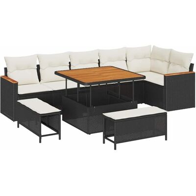 vidaXL Gartensofa-set mit Kissen 9-Tlg Schwarz Poly-Rattan 3365005 vidaXL Gartensofa-set mit Kissen 9-Tlg Schwarz Poly-Rattan 3365005