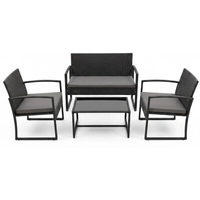 Relaxdays Gartenmöbel Set Polyrattan Schwarz 4-teilig 78 cm x 106 cm x 56 cm Relaxdays Gartenmöbel Set Polyrattan Schwarz 4-teilig 78 cm x 106 cm x 56 cm