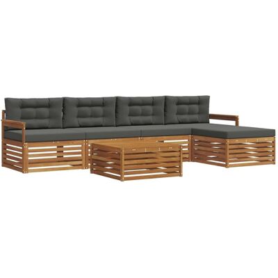 vidaXL Outdoor-Sofagarnitur mit Kissen 6-Tlg Natur und Anthrazit 3373327 vidaXL Outdoor-Sofagarnitur mit Kissen 6-Tlg Natur und Anthrazit 3373327