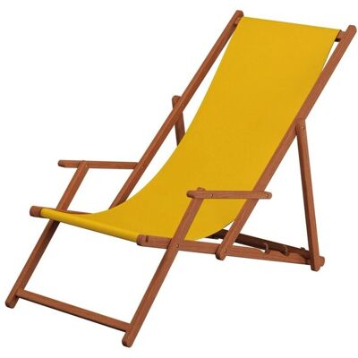 Erst-Holz Dunkler Holz-Liegestuhl Strandliege Stofffarbe Gelb 10-300 Liegestuhl ohne Zubehör Erst-Holz Dunkler Holz-Liegestuhl Strandliege Stofffarbe Gelb 10-300 Liegestuhl ohne Zubehör