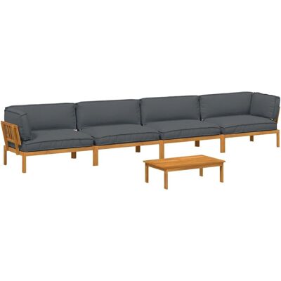 vidaXL Sofa Set mit Kissen Uni 5-Tlg Anthrazit Massivholz Akazie 3418564 vidaXL Sofa Set mit Kissen Uni 5-Tlg Anthrazit Massivholz Akazie 3418564