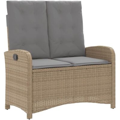 furnicato Gartenbank Verstellbar mit Kissen Beige Poly Rattan furnicato Gartenbank Verstellbar mit Kissen Beige Poly Rattan