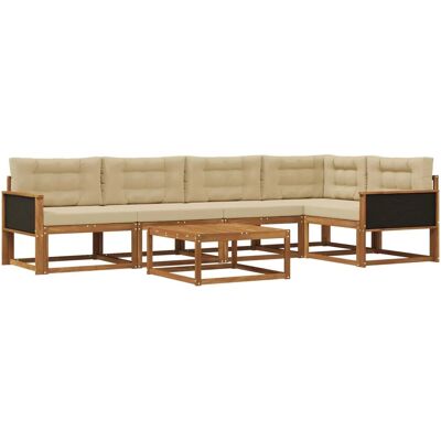 vidaXL Outdoor-Sofagarnitur mit Kissen 6 Stk Natur und Beige 3382576 vidaXL Outdoor-Sofagarnitur mit Kissen 6 Stk Natur und Beige 3382576