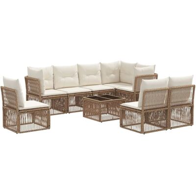 vidaXL Gartensofa-Set 9-Tlg Beige Poly-Rattan 3434244 vidaXL Gartensofa-Set 9-Tlg Beige Poly-Rattan 3434244