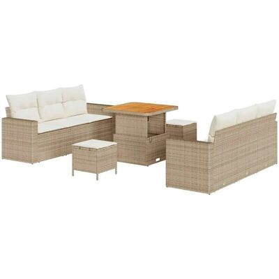 vidaXL Garten-Sofa-Set Höhenverstellbar 9-Tlg Beige Poly Rattan 3361566 vidaXL Garten-Sofa-Set Höhenverstellbar 9-Tlg Beige Poly Rattan 3361566