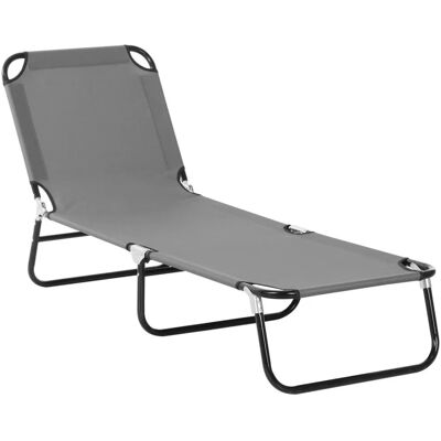 Outsunny Sonnenliege Gartenliege mit Verstellbarer Rückenlehne Campingliege Grau Outsunny Sonnenliege Gartenliege mit Verstellbarer Rückenlehne Campingliege Grau