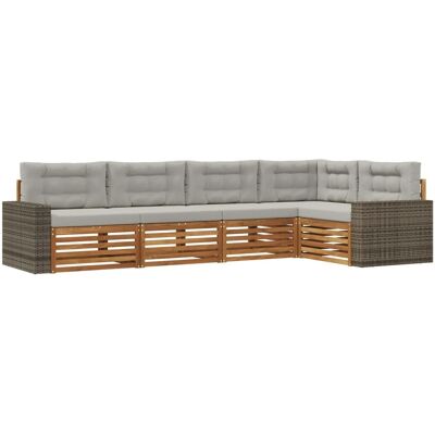 vidaXL Outdoor-Sofagarnitur 5 Stk Natur und Hellgrau 3383369 vidaXL Outdoor-Sofagarnitur 5 Stk Natur und Hellgrau 3383369