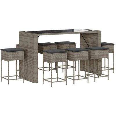 vidaXL Gartenbar-Set - 9 Stück Grau - Für Außenbereich vidaXL Gartenbar-Set - 9 Stück Grau - Für Außenbereich