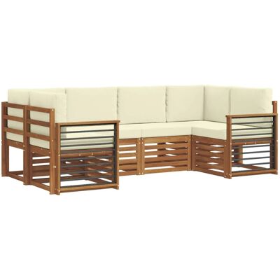 vidaXL Sofagarnituren 6 Tlg Natur und Creme Massivholz Akazie 3375380 vidaXL Sofagarnituren 6 Tlg Natur und Creme Massivholz Akazie 3375380