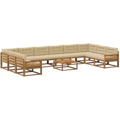 vidaXL Outdoor-Sofagarnitur mit Kissen 11 Stk Natur und Beige 3382951 vidaXL Outdoor-Sofagarnitur mit Kissen 11 Stk Natur und Beige 3382951